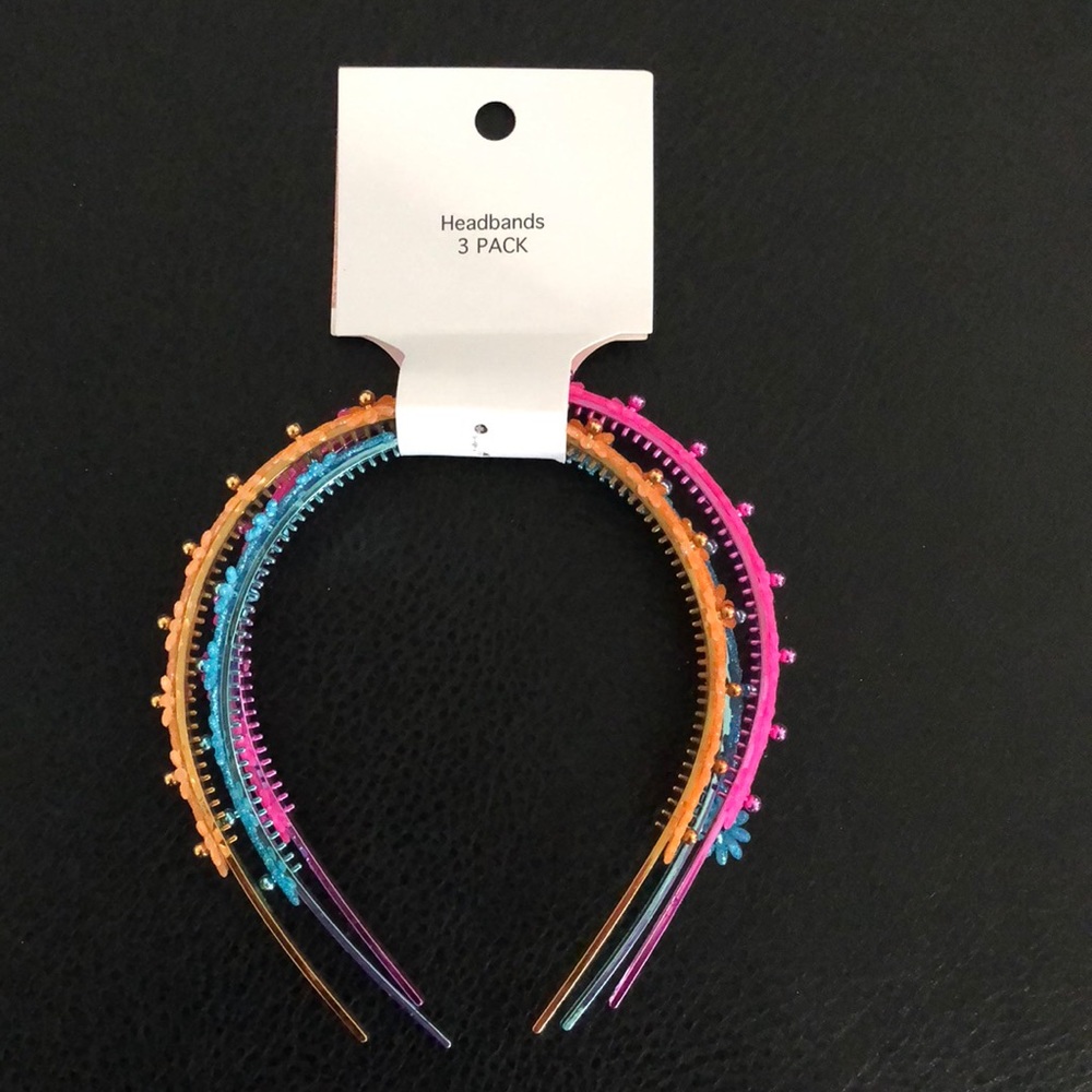 3‎ Girls Headbands Pink Blue Orange